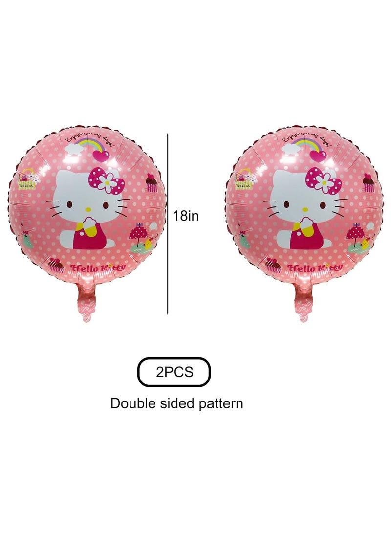 8Pcs Cute HelloKitty Anime Party Decoration Balloons,Aluminum Film Material Double Sided Balloons,Anime Theme Party Supplies,Kawaii Birthday Party Ballons