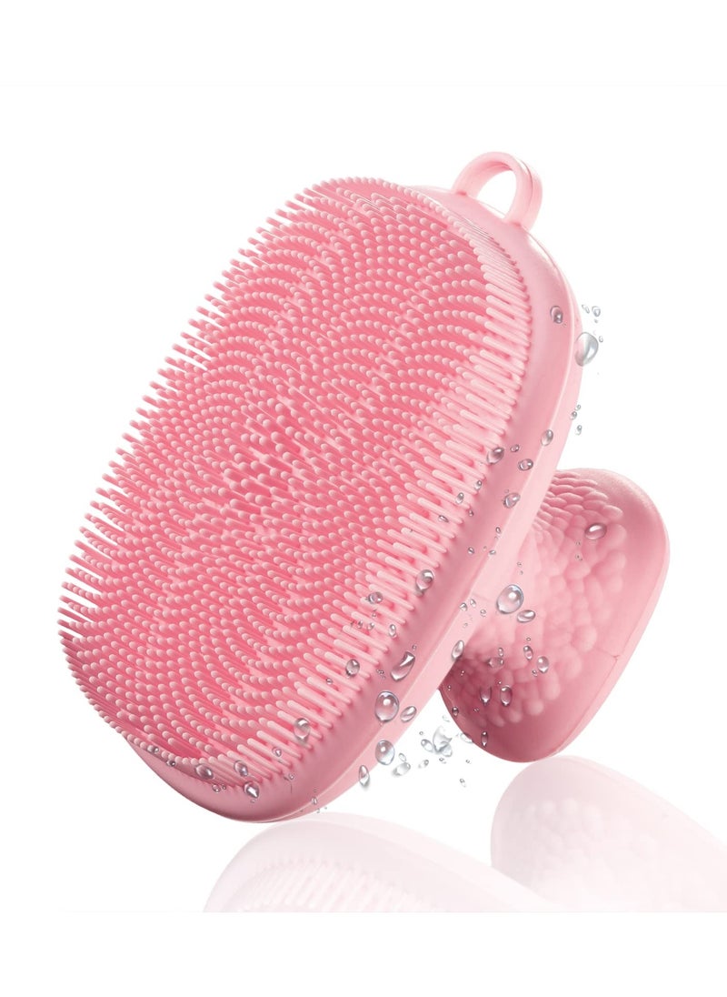 Silicone Face Scrubber u0026 Cleansing Brush - Waterproof Manual Facial Wash Brush for Exfoliating u0026 Skin Care (Pink)