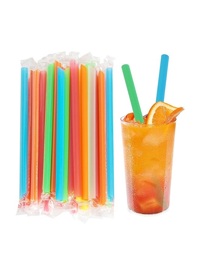 Drinking Straws Individually Wrapped,100 Pack 9 Inch Long Extra Wide Smoothie 0.45 Assorted Bright Color Disposable Boba Bubble Tea,Milkshakes Slushies Straws