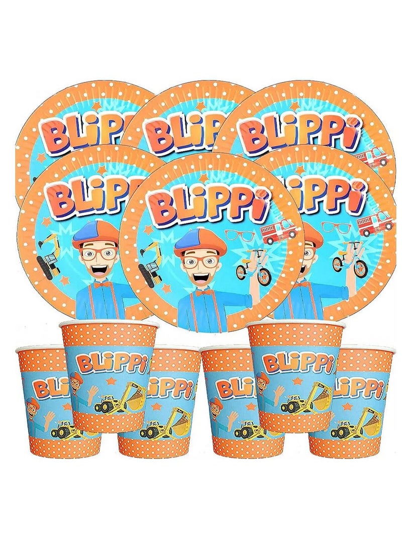 Blippi Theme Party Set - 86 Pieces, Vibrant Design, Easy Cleanup, Ideal for Kids (12 Months+), Blue