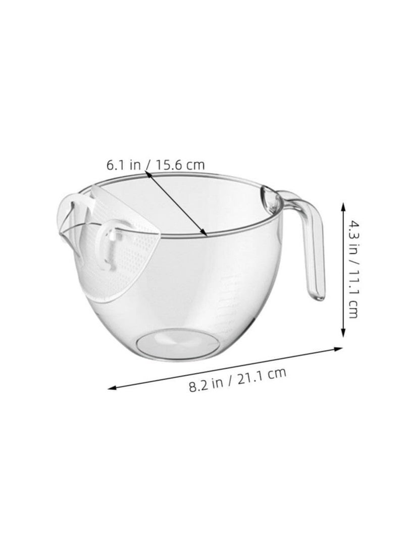 Plastic Rice Washing Bowl with Strainer, 2 Pcs Heavy Duty Rice Washer Strainer Colander with Handle, Filter Strainer Basket for Cleaning Vegetable, Fruit, Pasta, Beans, Transparent