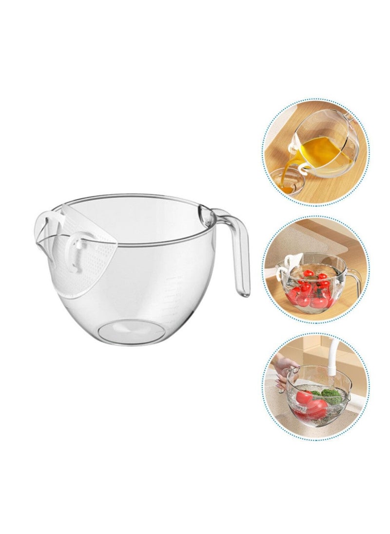 Plastic Rice Washing Bowl with Strainer, 2 Pcs Heavy Duty Rice Washer Strainer Colander with Handle, Filter Strainer Basket for Cleaning Vegetable, Fruit, Pasta, Beans, Transparent