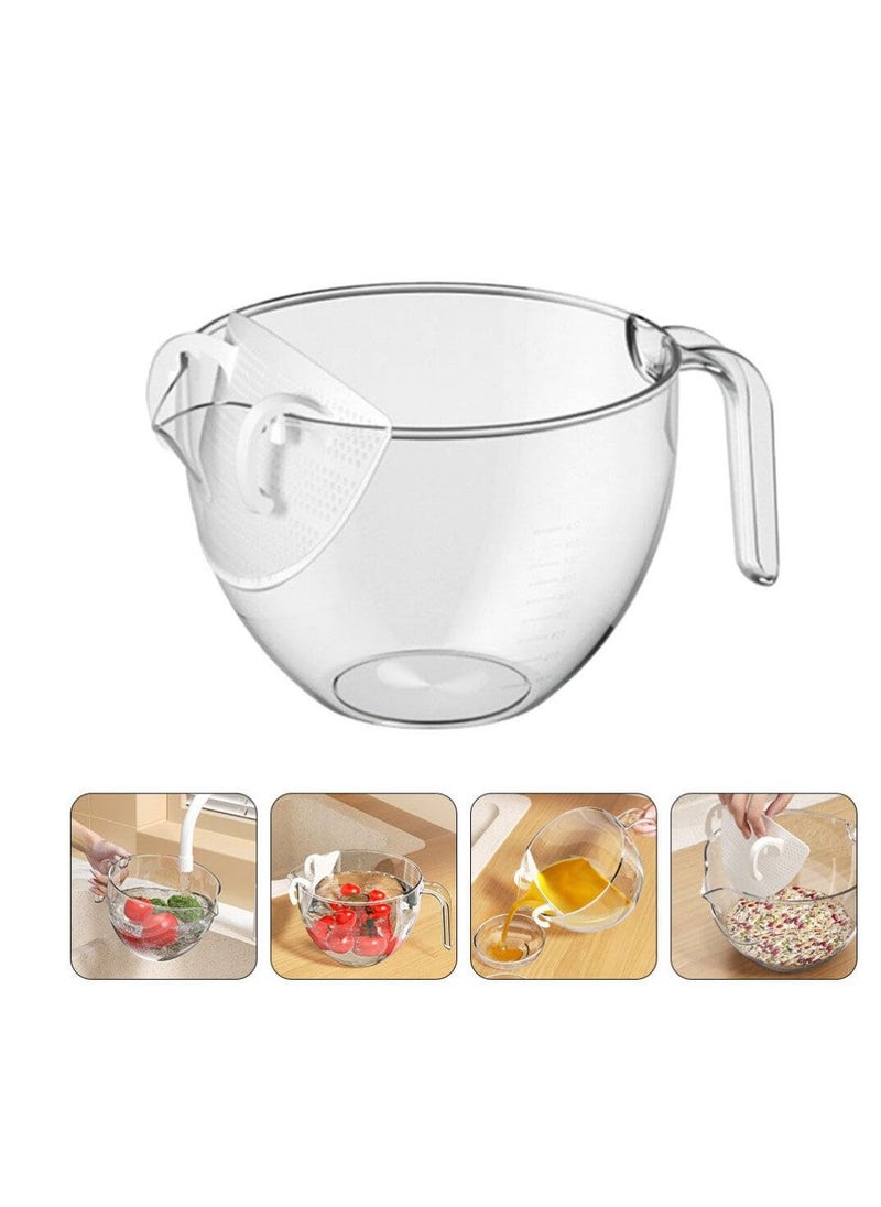 Plastic Rice Washing Bowl with Strainer, 2 Pcs Heavy Duty Rice Washer Strainer Colander with Handle, Filter Strainer Basket for Cleaning Vegetable, Fruit, Pasta, Beans, Transparent