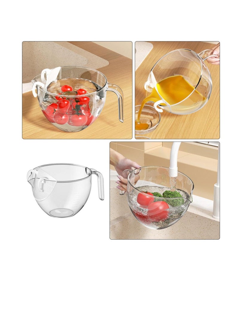 Plastic Rice Washing Bowl with Strainer, 2 Pcs Heavy Duty Rice Washer Strainer Colander with Handle, Filter Strainer Basket for Cleaning Vegetable, Fruit, Pasta, Beans, Transparent