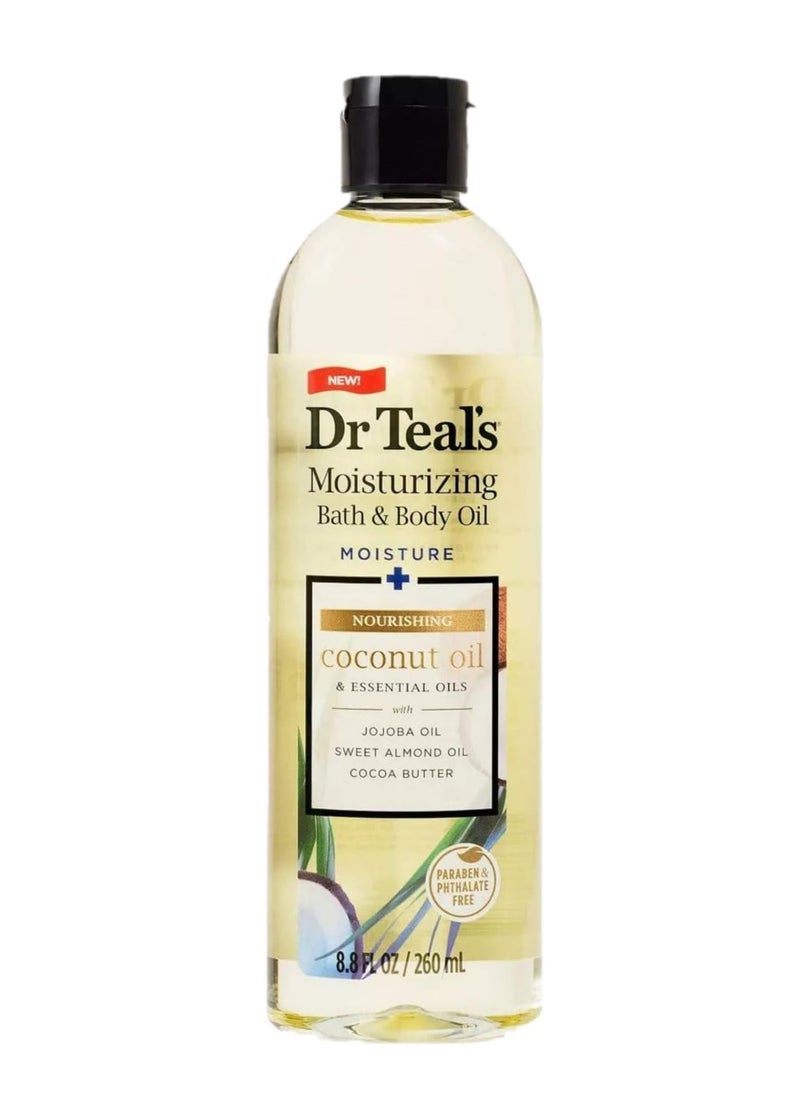 Dr. Teals Coconut Bath & Body Oil Gift Set (2 Pack, 8.8oz Ea.) - Nourishing Coconut Essential Oils Blended with Sweet Almond Oil & Cocoa Butter - Paraben & Phthalate Free - at Home Spa Kit