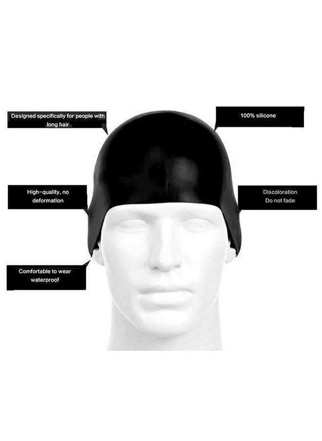 Silicone Swim Cap For Long Hair Swimming Caps For Women And Men Bathing Cap To Keep Your Hair Dry Pack Of 1