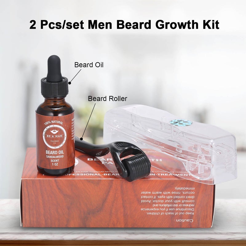 2-Piece Men Beard Growth Kit Black 17X5X8cm