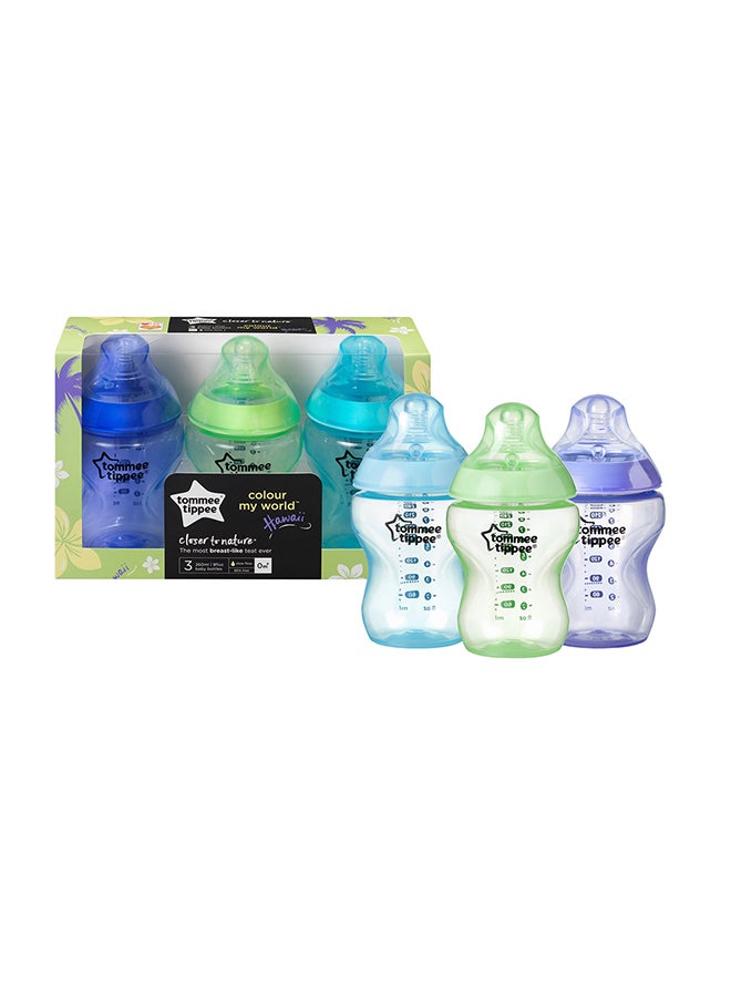 Closer To Nature Feeding Bottle, Phthalate Free And BPA Free, Pack Of 3, 260 Ml - Assorted