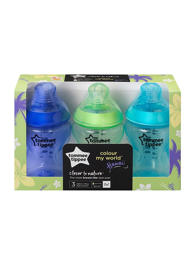 Closer To Nature Feeding Bottle, Phthalate Free And BPA Free, Pack Of 3, 260 Ml - Assorted