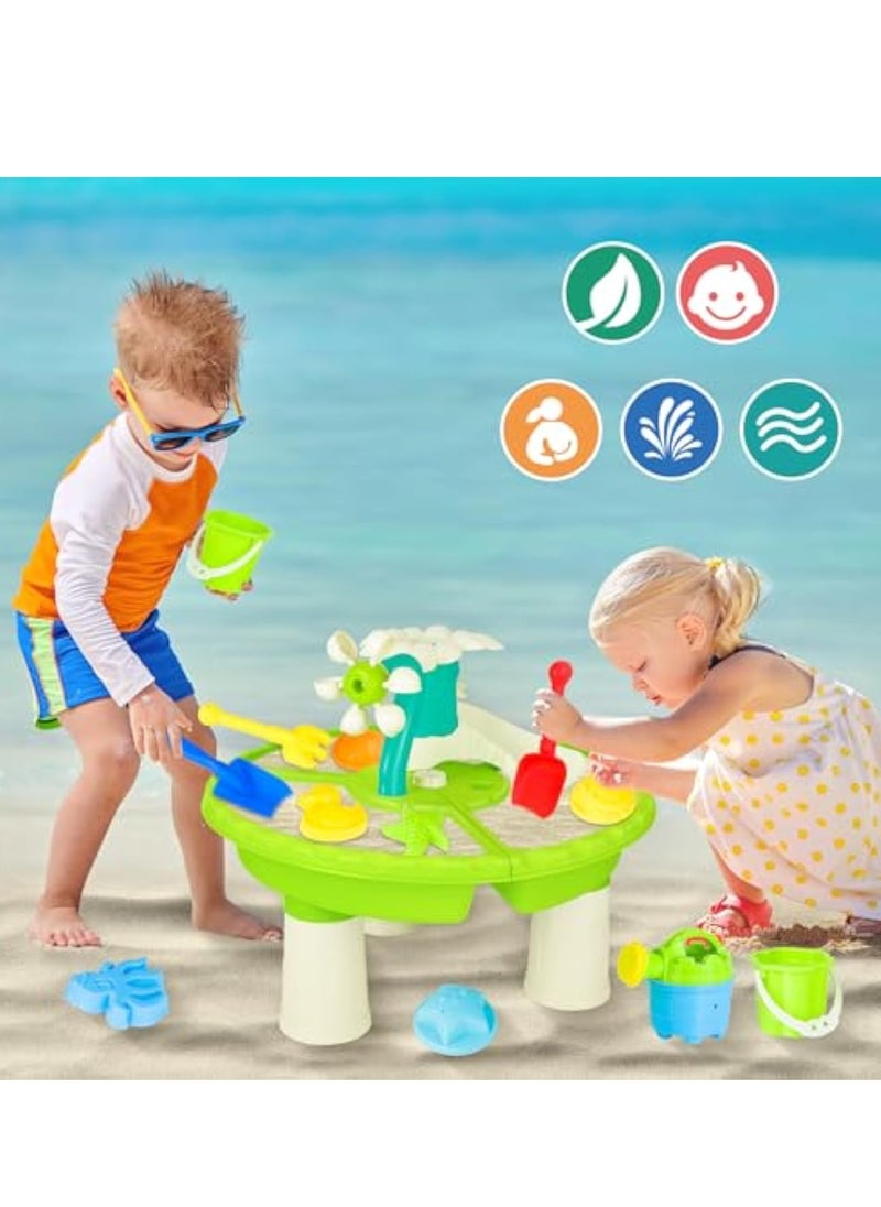 Sand and Water Table, Kids Water and Sand Activity Sensory Playset, 3 in 1 Outdoor Sand Water Play Table Beach Toys, Summer Outdoor Toys, Water Sensory Tables Beach Toys, for Toddlers Kids Boys Girls