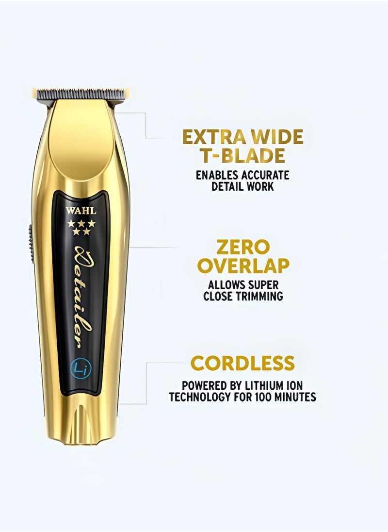 Wahl 5 Star Cordless Detailer in Gold, Professional Hair Trimmers, Close Trimming, Detailing and Outlining, Lightweight, Cordless, Snap On/Off Blades, Barbers Supplies