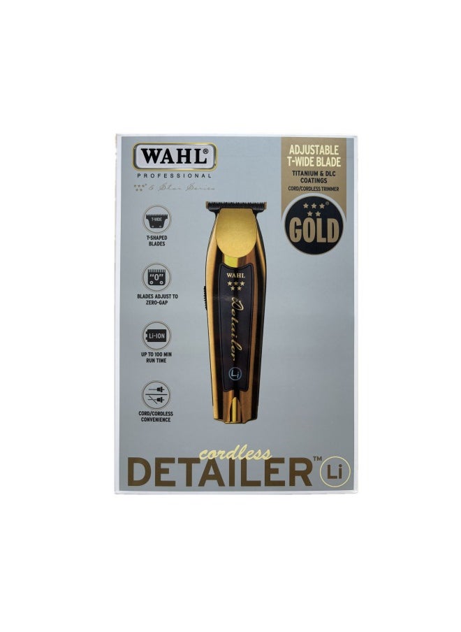 Wahl 5 Star Cordless Detailer in Gold, Professional Hair Trimmers, Close Trimming, Detailing and Outlining, Lightweight, Cordless, Snap On/Off Blades, Barbers Supplies