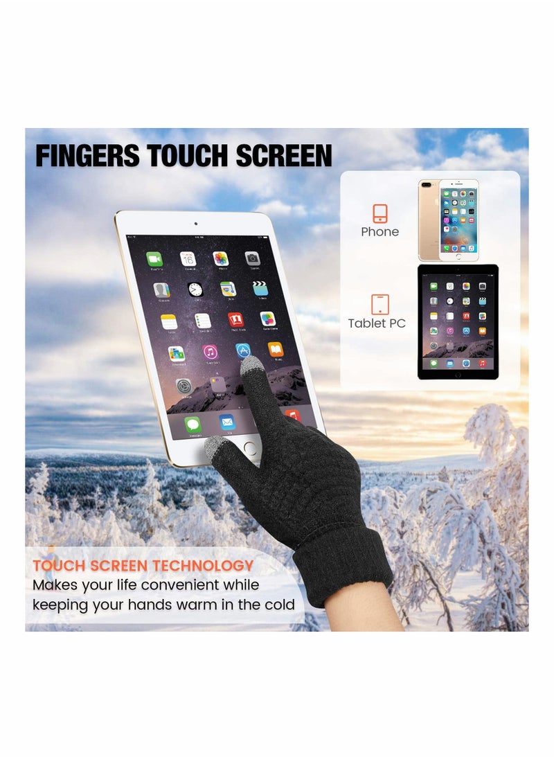 4 Pairs Women's Winter Touch Screen Gloves Warm Fleece Lined Knit Gloves Elastic Cuff Winter Texting Gloves