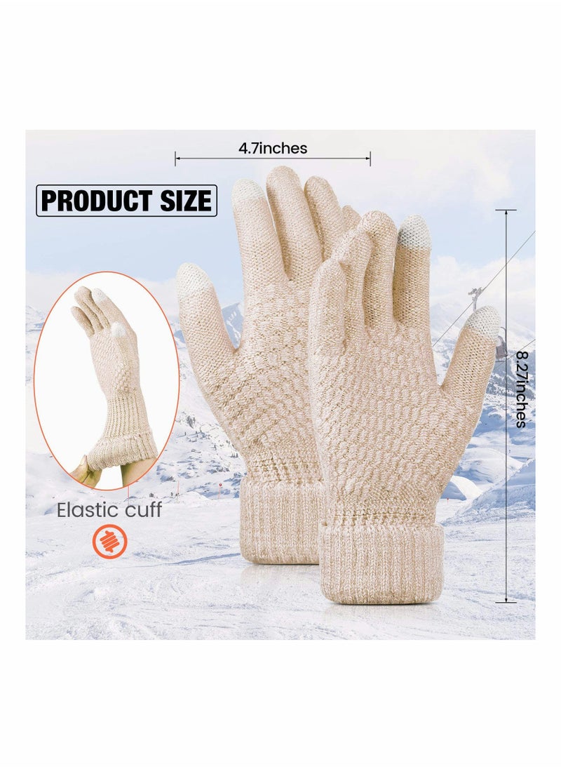 4 Pairs Women's Winter Touch Screen Gloves Warm Fleece Lined Knit Gloves Elastic Cuff Winter Texting Gloves