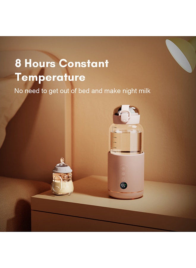 Portable Water Warmer for Baby Formula 300ml Capacity Precise Temperature Control Built-in Battery Wireless Instant Water Warmer Electric Kettle for Car Travel Outdoor