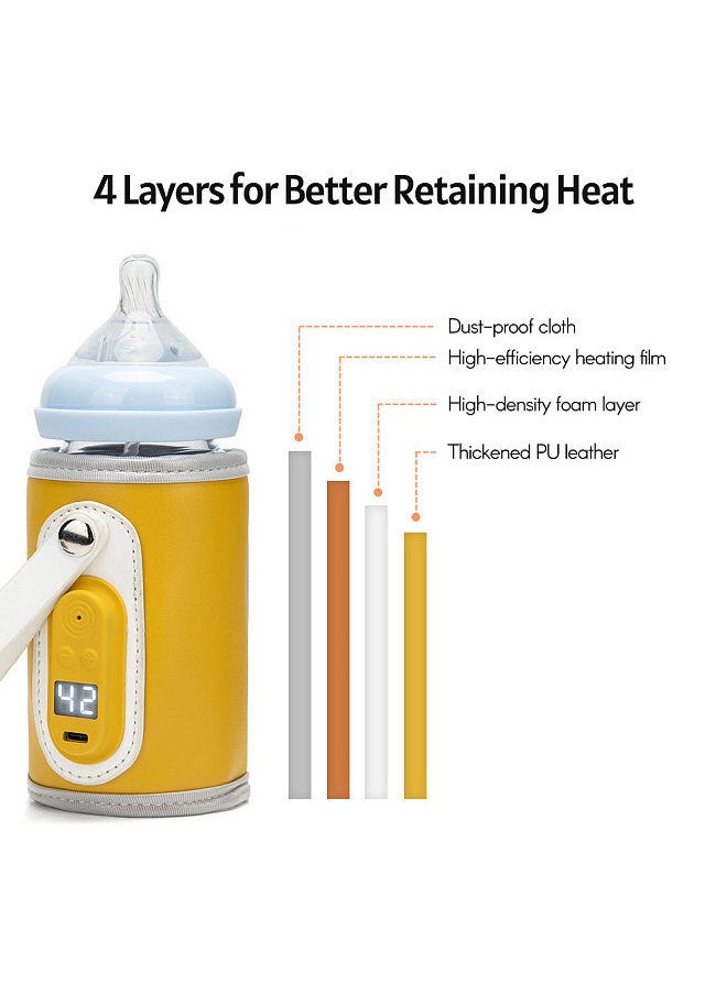 Portable Baby Bottle Warmer Milk Heating Keeper with Adjustable Constant Temperature Warming Clear Display Screen for Breastfeeding Night Feeding Daily Use Travel