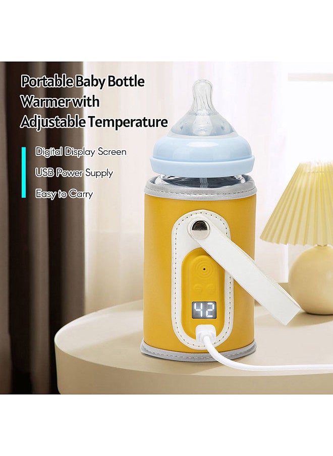 Portable Baby Bottle Warmer Milk Heating Keeper with Adjustable Constant Temperature Warming Clear Display Screen for Breastfeeding Night Feeding Daily Use Travel