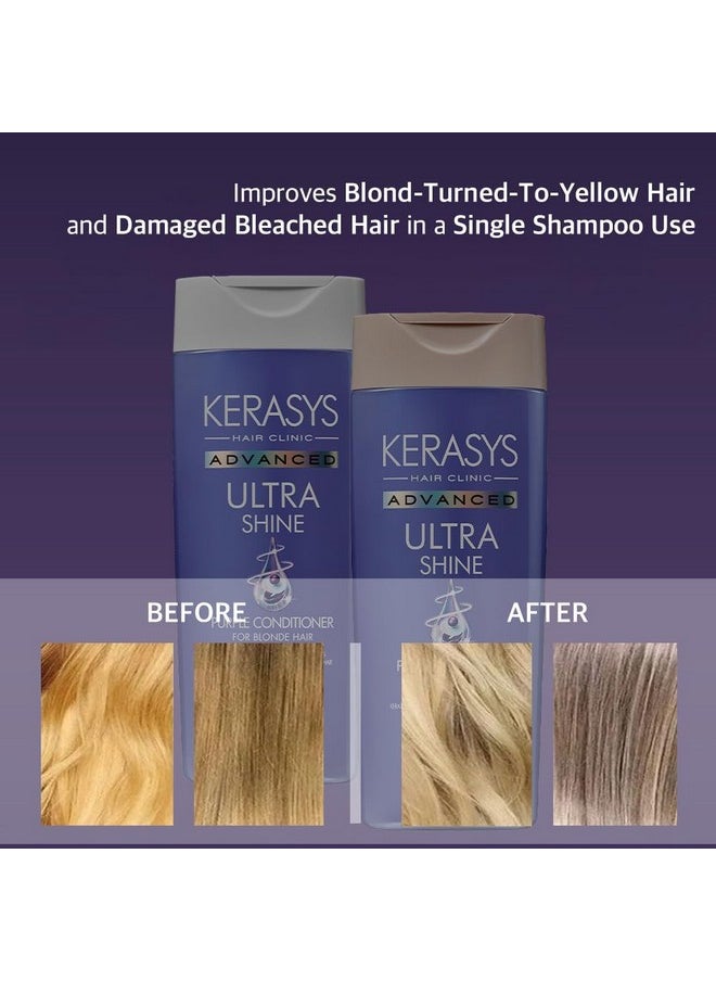 Advanced Keratin Ceramide Ampoule Clinic For Blonde Hair Ultra Shine Purple 6.7 Fl Oz / 200 Ml (Shampoo + Conditioner Set)