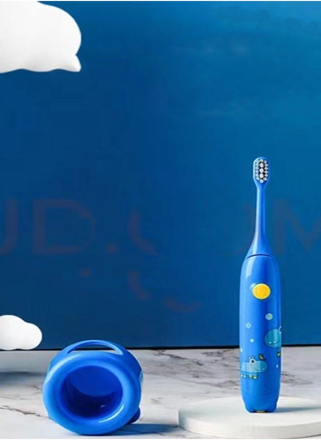 Children's Electric Toothbrush Super Soft Waterproof Teeth Cleaning Artifact Battery Powered (4 Heads)