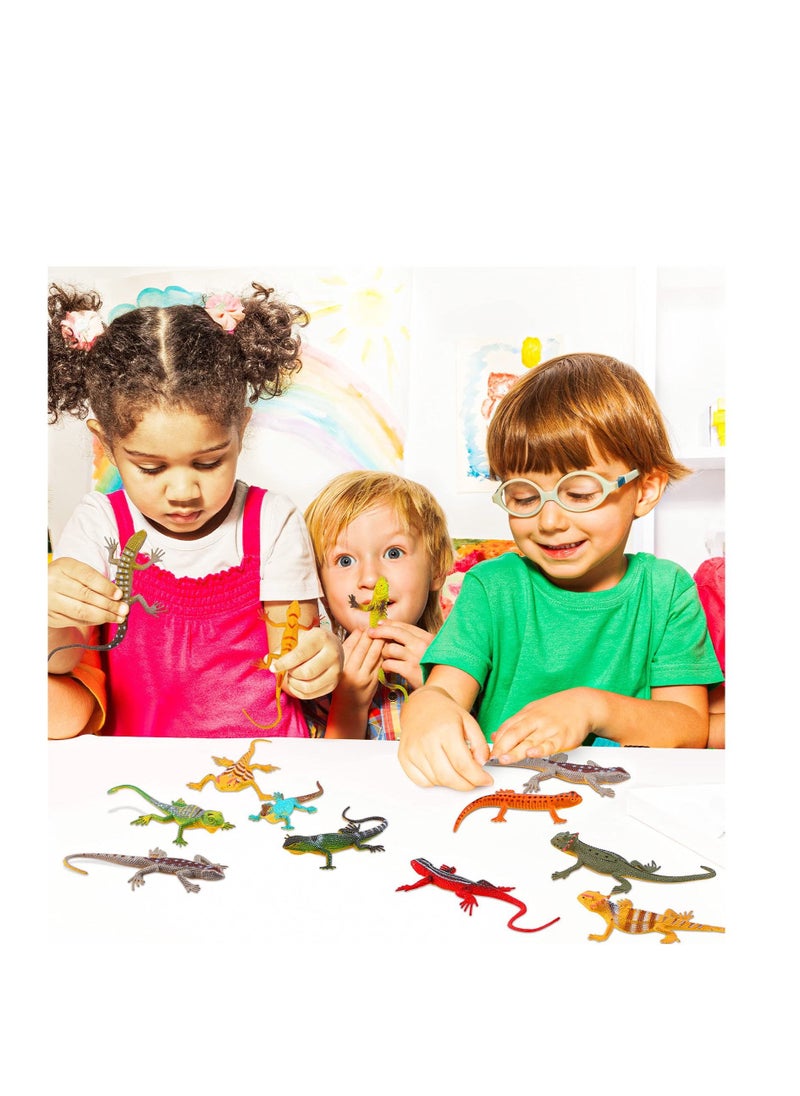 18 Piece Plastic Lizard Toys Colorful Plastic Fake Lizards Artificial Model Reptile Lizard for Teens Adults Decoration Figure Educational Toys Halloween Party Favors Decoration