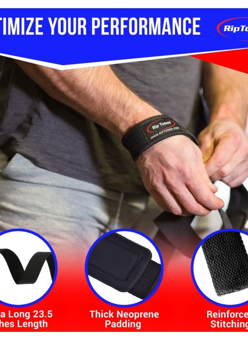 Rip Toned Lifting Straps for Weightlifting - Long 23 inch Deadlifting Straps Lifting Wrist Straps for Men & Women with Protection Padding for Deadlifts Powerlifting Strength Training