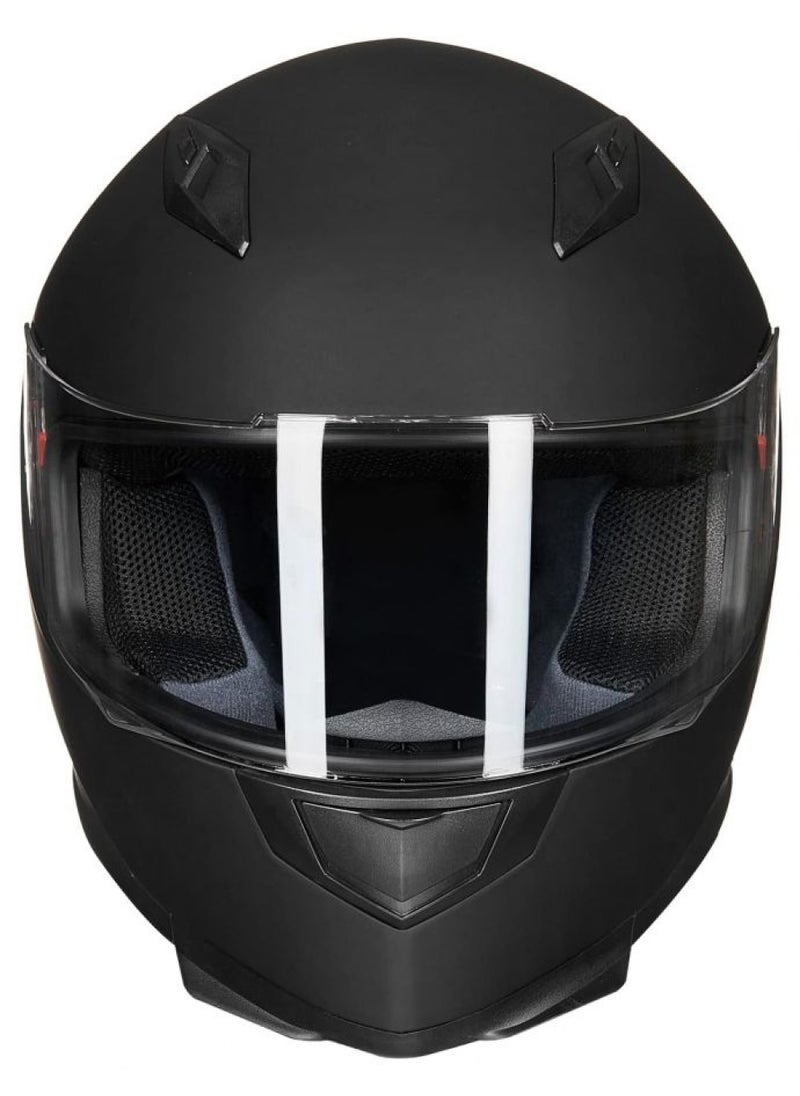 ILM Full Face Motorcycle Street Bike Helmet with Removable Winter Neck Scarf + 2 Visors DOT Model-JK313 (M, Matte Black)