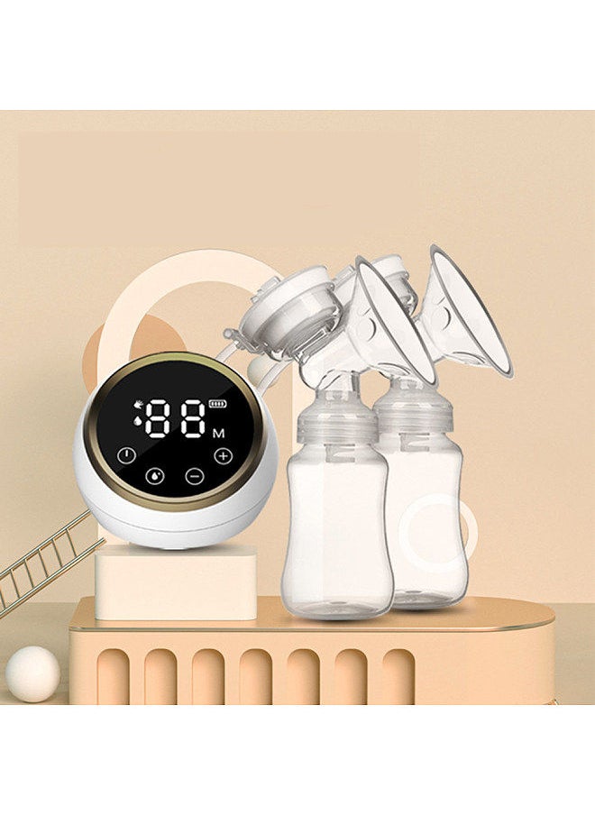 Double Electric Breast Pump Hands Free Breast Pump for Breastfeeding 3 Modes & 9 Adjustable Levels Low Noise Anti-Backflow LED Screen Built-in Battery with 2pcs 150ml Milk Bottles