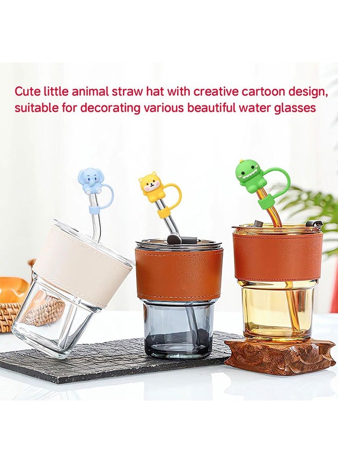 10Pcs Straw Cover Cap for Stanley Cup, Cute Animal Shape Silicone Straw Lids, Reusable Dust-Proof Straw Topper for Stanley Tumbler Accessories, 10mm