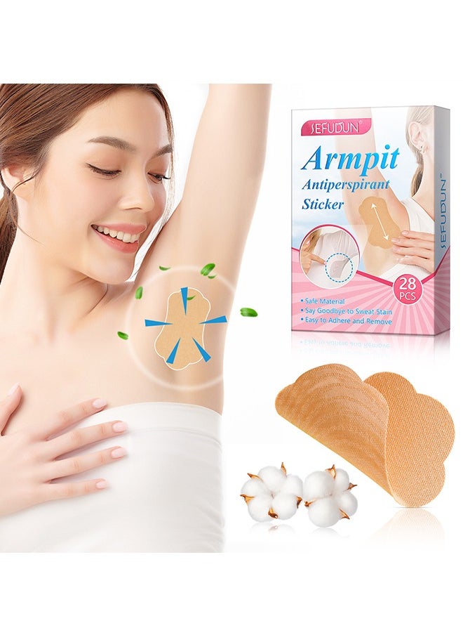 28 Pcs Underarm Sweat Pads, Sweat Pads for Women and Men Armpits, Disposable Invisible Armpit Sweat Pads for Absorbent Deodorant Prevention Sticker