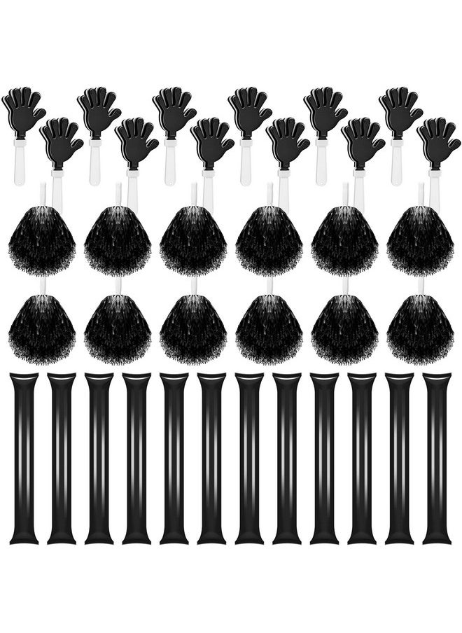 36 Pcs Cheerleading Pom Poms Hand Clappers And Thunder Sticks Cheering Noise Makers For Sporting Events Football Games School Dance Team Spirit Items Party Favors (Black)