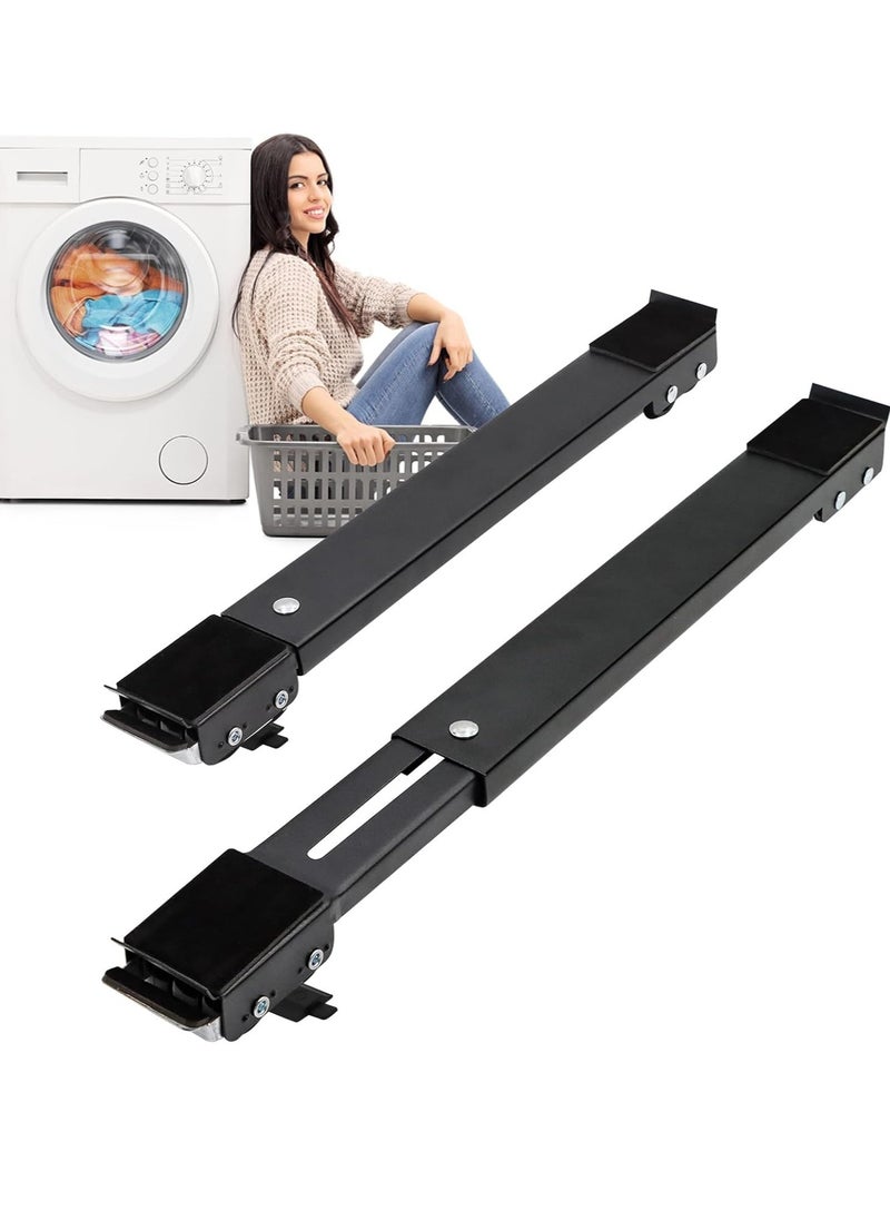 NEW Extendable Furniture Appliance Rollers with 24 Rollers u0026 Brake, Heavy Duty Mover Tool for Washing Machines, Dryers, Refrigerators – Supports Up to 660 lbs, Black