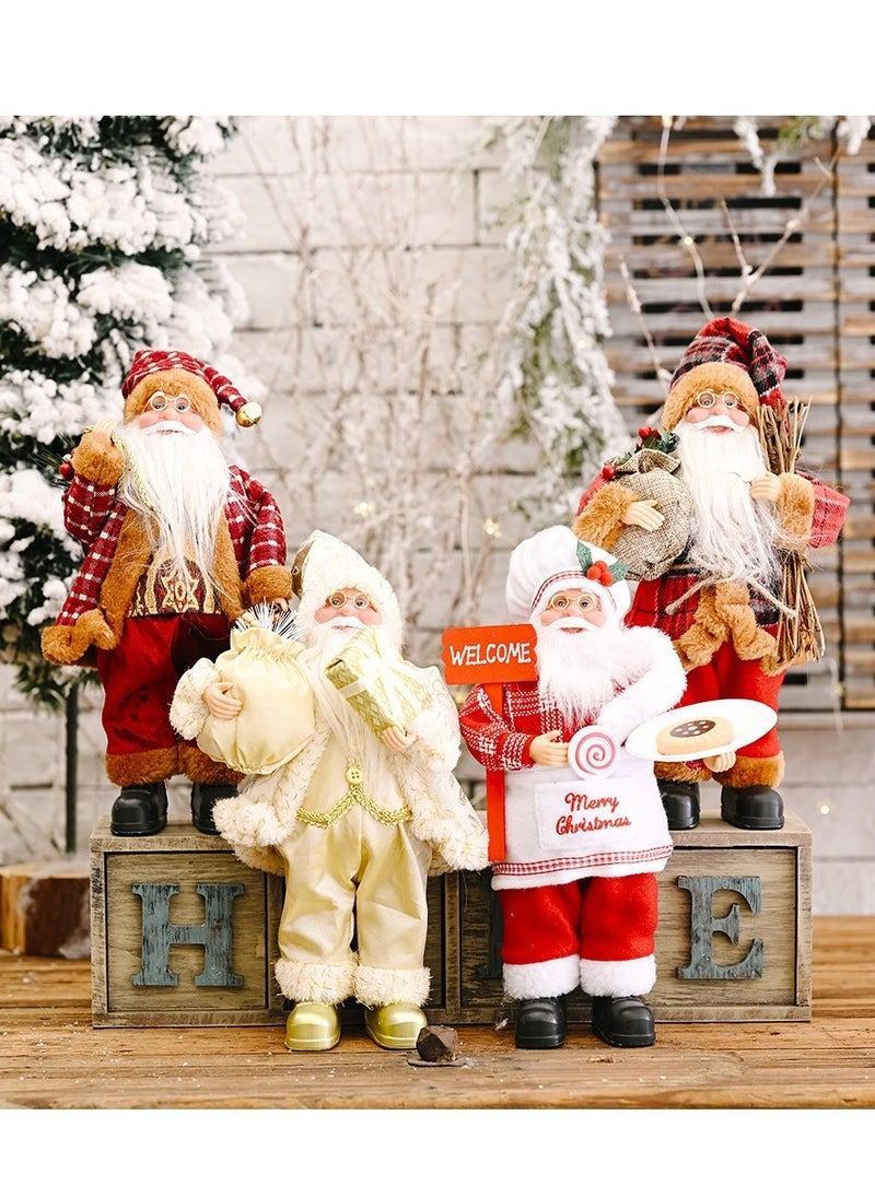 Christmas Santa Figurine Decorations Standing Christmas Santa Claus Doll Santa Knitted Doll Xmas Ornament Cute and durable Gift for Holiday Party Home Decorations（1PCS，30*20CM）