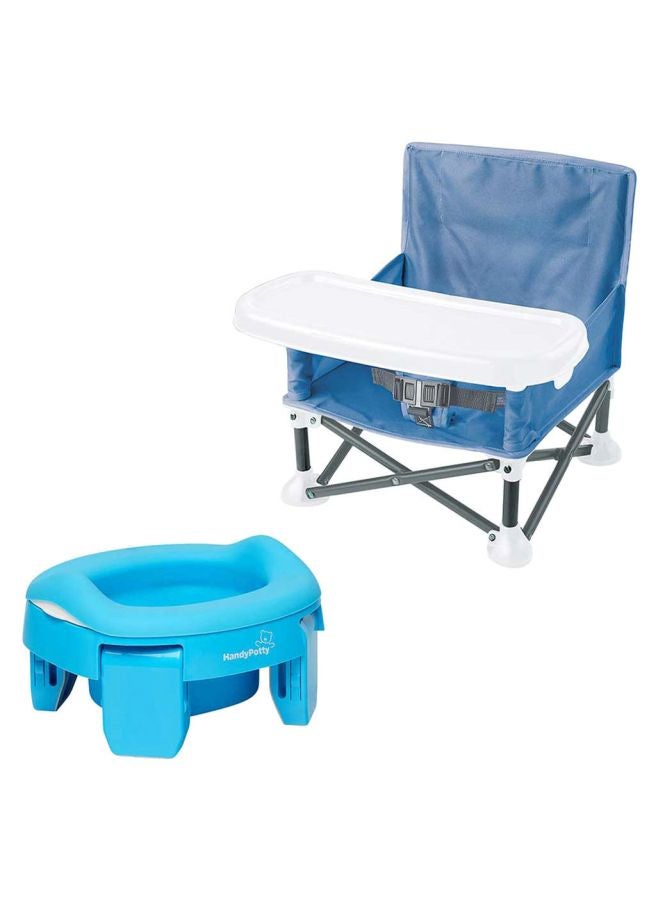 3-Piece Pop N Sit Portable Booster With Roxy Handy Potty And Liner Set - Blue/White