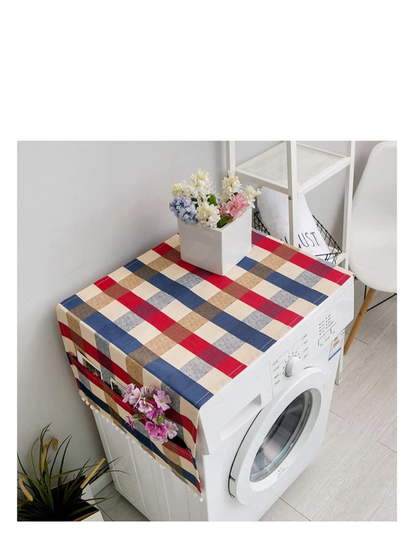 Washing Machine Dust Cover, Refrigerator Dust-Proof Cover Washing Machine Waterproof Cover, with Storage Pockets Bags, Multi-Purpose Dryer Mat Top Covers (170x71cm)