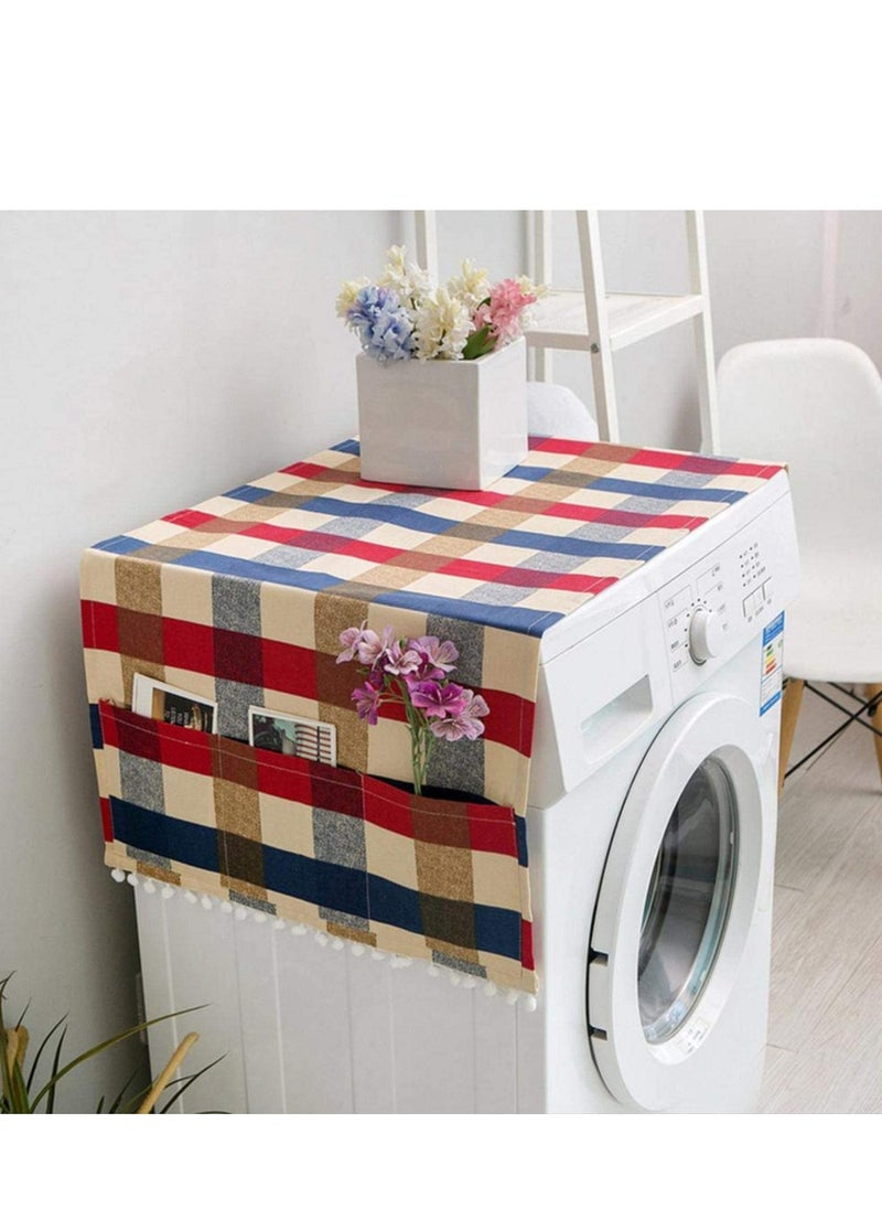 Washing Machine Dust Cover, Refrigerator Dust-Proof Cover Washing Machine Waterproof Cover, with Storage Pockets Bags, Multi-Purpose Dryer Mat Top Covers (170x71cm)