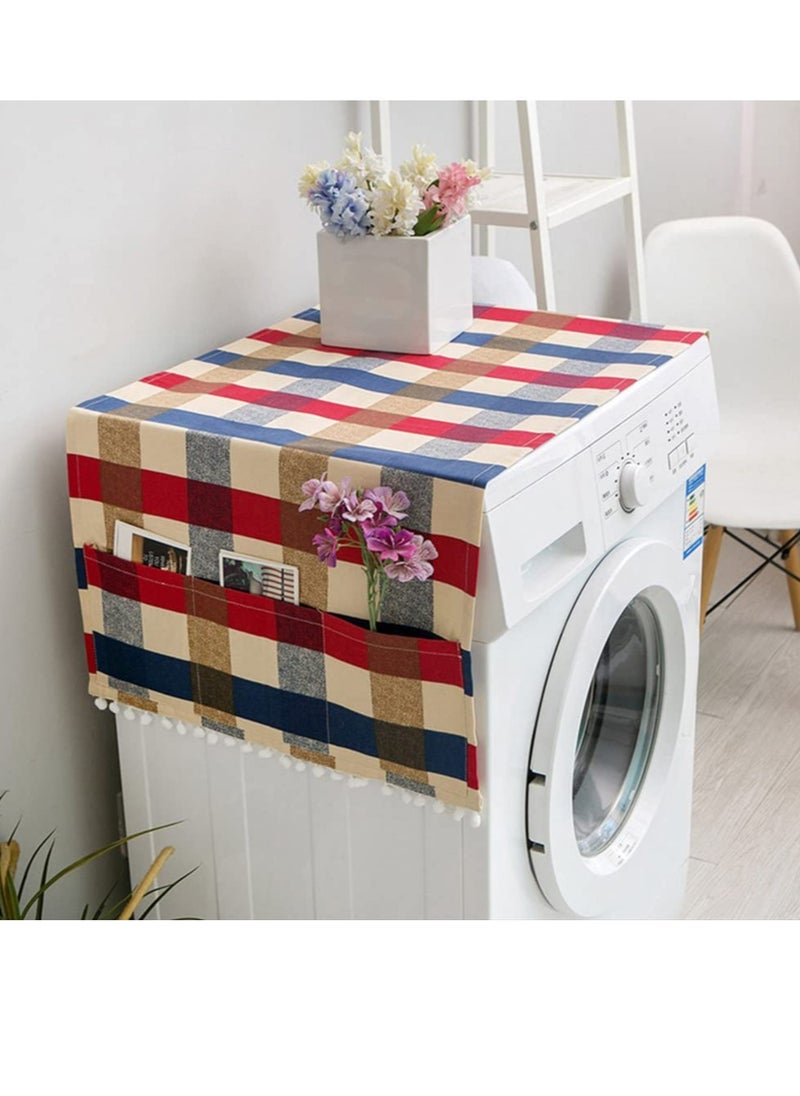 Washing Machine Dust Cover, Refrigerator Dust-Proof Cover Washing Machine Waterproof Cover, with Storage Pockets Bags, Multi-Purpose Dryer Mat Top Covers (170x71cm)