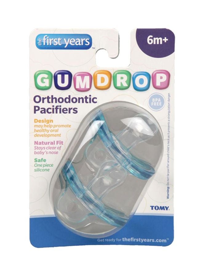 Gumdrop Orthodontic Pacifier, 6-9 Months - Clear/Blue