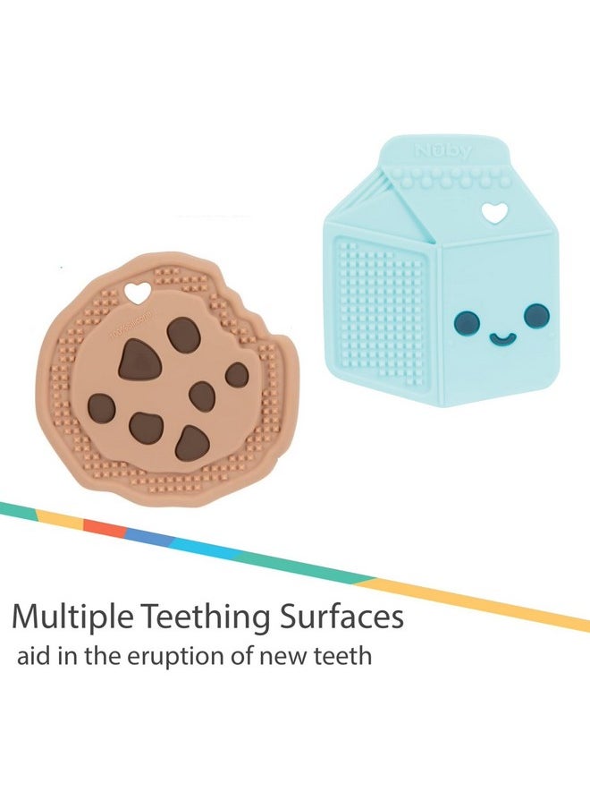 All Silicone Chocolate Chip Cookie & Milk Carton Teether - 2 Pack, 3+ Months