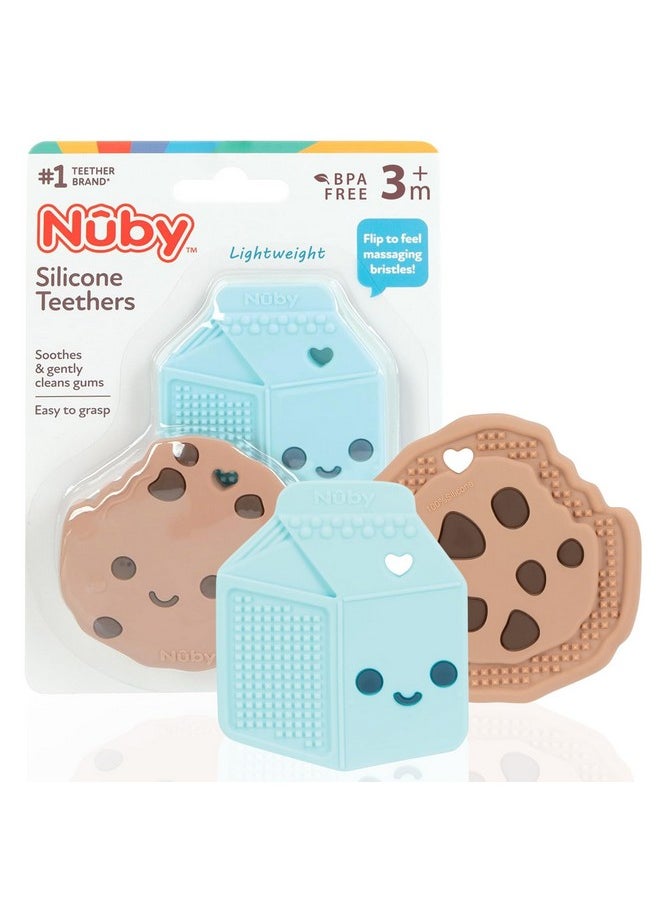 All Silicone Chocolate Chip Cookie & Milk Carton Teether - 2 Pack, 3+ Months