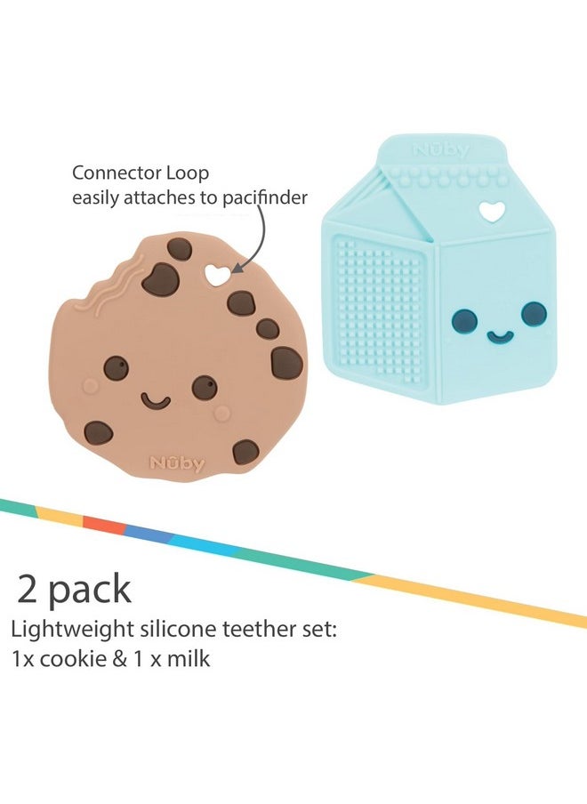 All Silicone Chocolate Chip Cookie & Milk Carton Teether - 2 Pack, 3+ Months