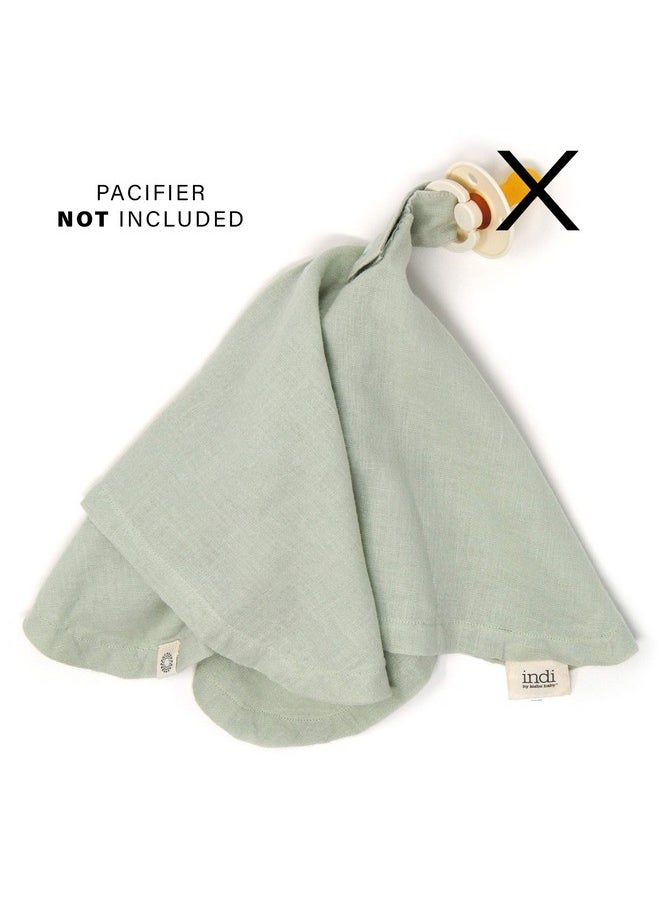 Indi Organic Paci Blanket - Fairtrade & Gots Certified 100% Organic Cotton Muslin Mini Baby Blanket With Snap To Secure Baby Pacifier - Pacifier Not Included (Sage)