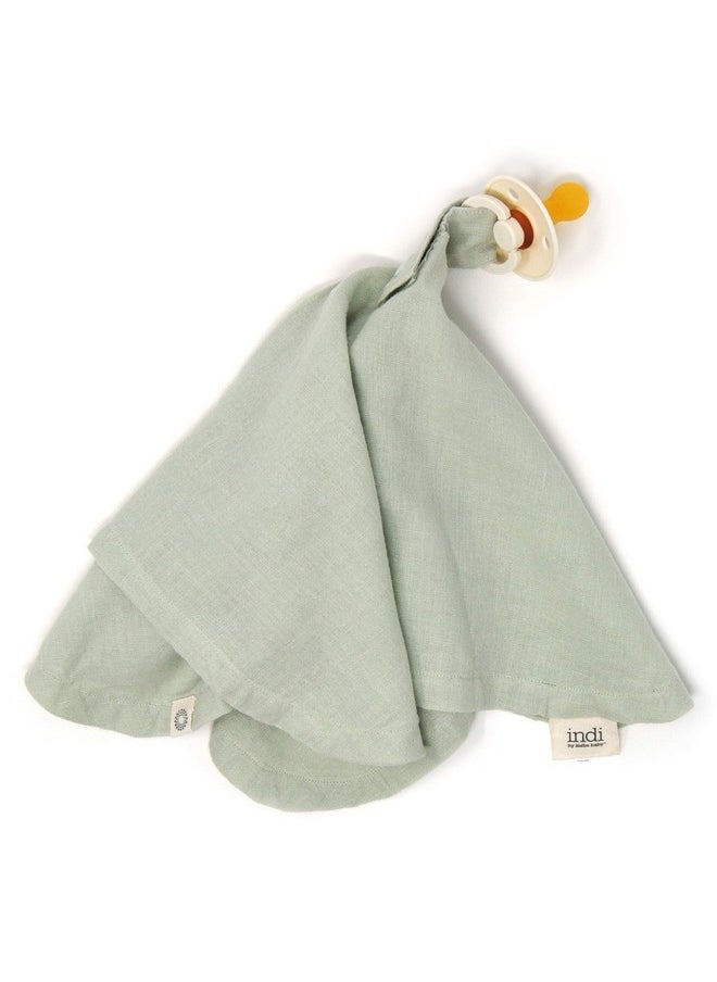 Indi Organic Paci Blanket - Fairtrade & Gots Certified 100% Organic Cotton Muslin Mini Baby Blanket With Snap To Secure Baby Pacifier - Pacifier Not Included (Sage)