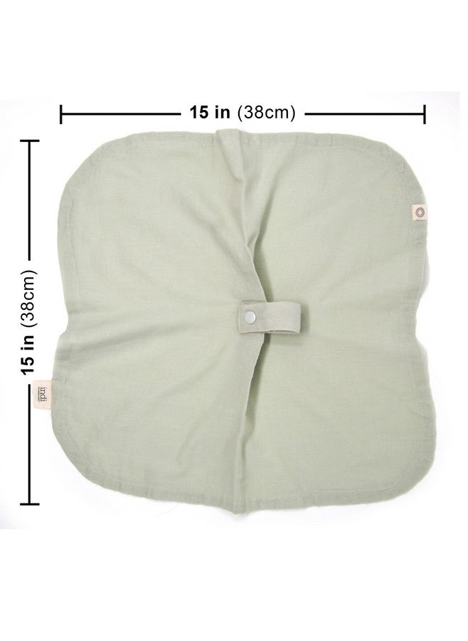 Indi Organic Paci Blanket - Fairtrade & Gots Certified 100% Organic Cotton Muslin Mini Baby Blanket With Snap To Secure Baby Pacifier - Pacifier Not Included (Sage)