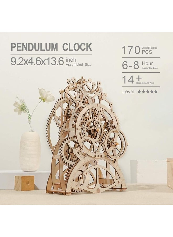 ROKR 3D Wooden Puzzles DIY Clock Kits for Adults to Build Wood Model Building Kit Unique Birthday Gift Pendulum Clock