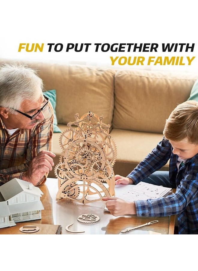 ROKR 3D Wooden Puzzles DIY Clock Kits for Adults to Build Wood Model Building Kit Unique Birthday Gift Pendulum Clock