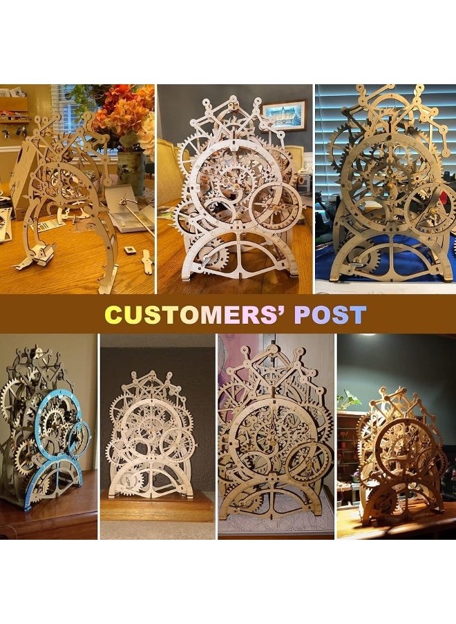 ROKR 3D Wooden Puzzles DIY Clock Kits for Adults to Build Wood Model Building Kit Unique Birthday Gift Pendulum Clock