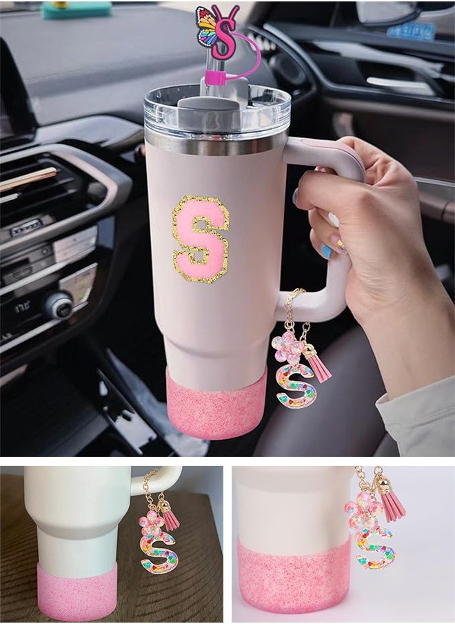 Cup Accessories for 30oz 40oz,  Decorations for Cup, Including Silicone Straw Cover Cap and Boot, Spill Proof Stopper, Handle Charm, Sticker (6PCS) (S)