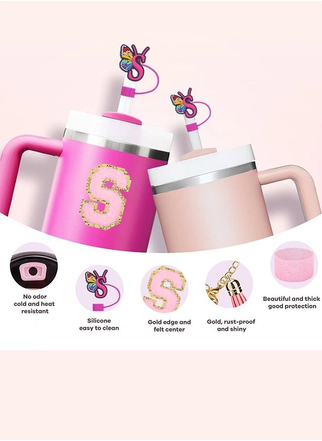 Cup Accessories for 30oz 40oz,  Decorations for Cup, Including Silicone Straw Cover Cap and Boot, Spill Proof Stopper, Handle Charm, Sticker (6PCS) (S)