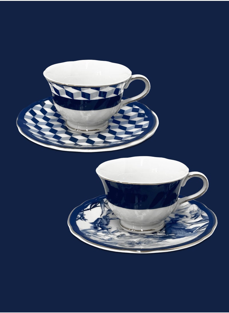 Sets 2 coffee cups Porcelain, Baci Milano Versailles