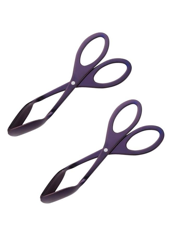 1Salad Food Tongs,  Stainless Steel Kitchen Scissor Cooking Barbecue BBQ Grilling and Serving Clips 7 inch (Purple)